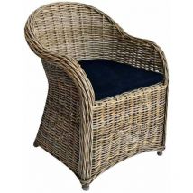 Sessel Roma aus natürlichem, grau gewebtem Rattan mit kostenlosem Kissen