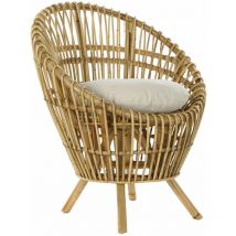 Dkd Home Decor - Ratan -Baumwollstuhl 76x65x85 mit natürlicher Baumwolle Ratan Kissen mehrfarbige Materialfamilienfamilie von Farben und Sessel