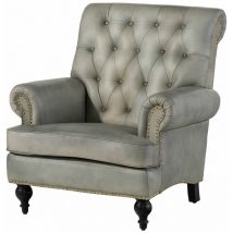 Sessel Echtleder 84x84x94 Grau Chesterfield 205