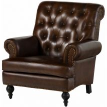 Sessel Echtleder 84x84x94 Braun Chesterfield 105