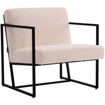 Sessel Kennedy aus Metall mit Bouclé-Stoff- 73. 5 x 75.5 x 81 cm - Creme