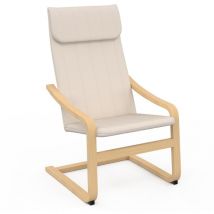 Sessel nils Holz in Buchenoptik und Stoffkissen in Beige
