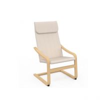 Idmarket - Sessel nils Holz in Buchenoptik und Stoffkissen in Beige