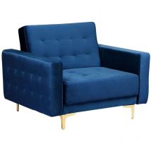 Sessel Blau Samtstoff Metall Retro Stil verstellbare Rückenlehne Wohnzimmer