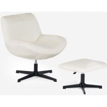 Sessel Wohnzimmer Ergonomisch Drehbar Aus Bouclé Mit Fußstütze Janes - Beige