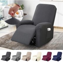 Sesselbezug Für Einzelsessel, Stretchbezug Mit Taschen, Rundumschutz Aus Gestreiftem Jacquard Für Tv- Und Relaxsessel (dunkelgrau, 4-teiliges Set)