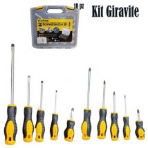 Set 10 pz cacciaviti giraviti magnetici con punta a taglio e croce valigietta