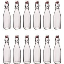 Set 12 bottiglie in vetro swing con tappo a chiusura ermetica 0.250 lt