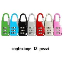 TRADE SHOP – 12er Set Kombinationsschlösser – 3-stellig – strapazierfähiges Metall – ideal für Reisen