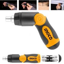 Ingco AKISD1208 Cacciavite a cricchetto pieghevole con 12 inserti Stella taglio