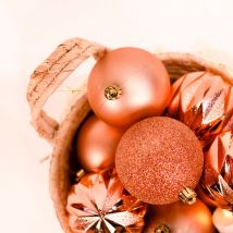 Set 16 bolas navidad rosa gold 8 cm