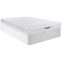 Vente-unique - Set 160 x 200 cm Rete contenitore Bianco + Materasso molle e memory foam sp. 15 cm - ysmée di morgengold