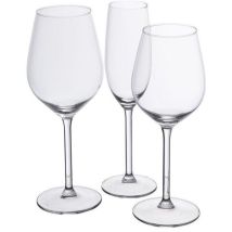Juego de 18 copas de vino – 6 copas tinto 50ml – 6 copas blanco 38ml – 6 copas flauta 21ml – Vidrio transparente