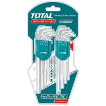 Set 18PZ chiavi maschio 9PZ esagonali 1.5-10mm + 9PZ torx T10-T50 Cr-V Total