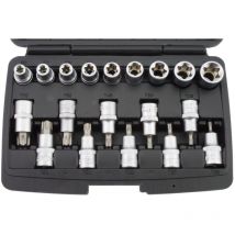 Set bussole e punte per viti torx 19pz attacco 1/2' interne e esterne