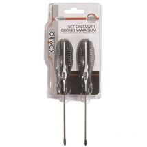 Set 2 Cacciaviti in Cromo Vanadium Croce e Spaccato Manico Antiscivolo