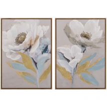 Adda Home - Set 2 Cuadros Flores 80% Pintado a Mano 50x4x70 Cm
