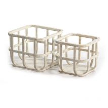 Set/2 Korb 39X40X31 / 30X31X29 Antikweißes Holz