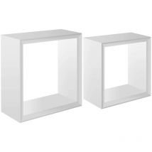 Ahd Amazing Home Design - Set 2 mensole cubo da parete pensile scaffale design moderno Ginevra Colore: Bianco