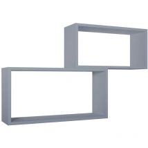 Ahd Amazing Home Design - Mensola scaffale parete 2 pz grigio rettangolare salotto camera soggiorno moderno Bislungo