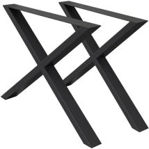 Ecd Germany - Set 2 Pieds De Table - 60 X 72 Cm - Forme X - Noir - Acier Revêtu De Poudre - Pied De Meuble - Support Profil X Forme - Design 