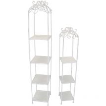 Homeness - Set 2 Scaffali 4 e 3 ripiani in alluminio bianco antico Giada
