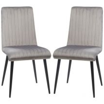 Set 2 Sedie Da Cucina Imbottite Con Gambe In Acciaio 43x58x90 Cm Grigio E Nero