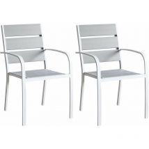 Set 2 Sedie da Giardino in Alluminio con Braccioli Kraus Modigliani Bianche e Grigio