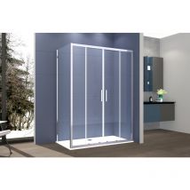 Nova - Box Doccia 2 lati 90x150 cm fisso + porta scorrevole apertura centrale H195 cm gaia Cromato
