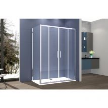 Nova - Box Doccia 2 lati 80x160 cm fisso + porta scorrevole apertura centrale H195 cm gaia Cromato