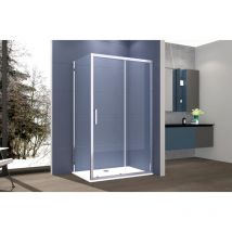 Nova - Box doccia 2 lati 80x90 cm fisso + porta scorrevole apertura laterale H195 cm sara Cromato