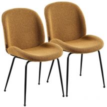 Set 2 sedie eleganti in tessuto bouclè ocra con piedi in metallo nero - Shell