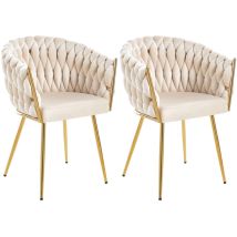 Shally Dogan - Set 2 Sedie Per Sala Da Pranzo E Ufficio In Velluto Beige Sedia Ergonomica