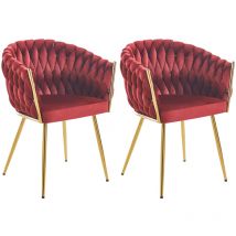 Set 2 Sedie per Sala da Pranzo e Ufficio in Velluto Rosso Scuro Sedia Ergonomica