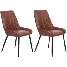 Shally Dogan - Set 2 Sedie per Sala da Pranzo in Ecopelle Marrone Poltrone Ufficio Ergonomica