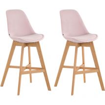 Set 2 Sgabelli Cucina Cannes In Velluto e Legno rosa natura