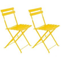 Ldk Garden - LOLAhome Set de 2 sillas de jardín plegables Sira de acero amarillas de 41x46x80 cm