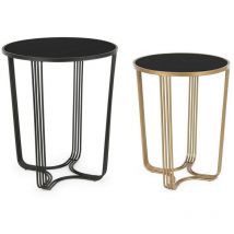 Bizzotto - Set 2 tables basses métal style design doré-noir