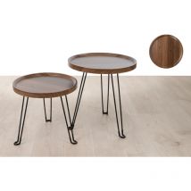 Lot de 2 tables en bois pieds métal