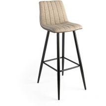 Momma Home - Set de 2 Taburetes de Asiento Elevado - will - Tela Jaspeada marrón Claro - Patas Negro Mate - 51 x 42 x 104H cm