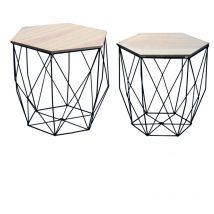 Set 2 tavolini prism rovere nero