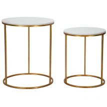Mauroferretti - paire de tables simply marbre cm ø 52X63-42X53