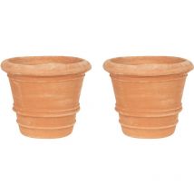Biscottini - Set 2 Glatte Terrakotta-Vase, Outdoor-Blumentopf runde Vase Garten Pflanzgefäß runde Vase für Blumen handgefertigt Made in Italy