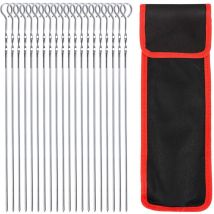Set 20 Spiedini Di Carne In Acciaio Inox Per Barbecue, Spiedini Piatti In Metallo 36 cm