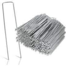 Einfeben - Set 250 Piquets de fixation en acier galvanisé Ø2.8mm 150x25mm, piquet ancrage sol jardin, pour Bâche Anti-Mauvaises Herbes