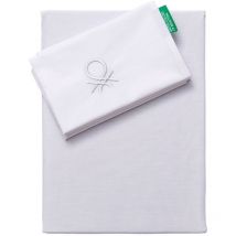 Benetton - neutral, Juego de Cama Algodón con funda Nórdica 155x220cm y Funda Almohada 80X80 cm – Blanco