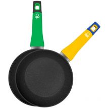 Benetton - set 2PCs pan 22CM vert + 26CM jaune aluminium forged, induction, rainbow