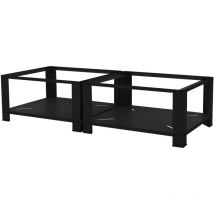 Ml-design - Set di 2 Basi per Lavatrice Asciugatrice Frigorifero con 2 Ripiani 128 x 54 cm in Acciaio Nero Portata fino a 150 kg Piedistalli Supporti