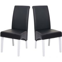 HHG - Set 2x sedie M37 soggiorno sala pranzo elegante lounge pelle 50x46x99cm nero piedi bianchi