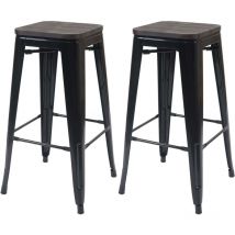 Hegele - Set 2x sgabelli bistrot design industriale HHG-392 legno metallo verniciato nero